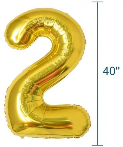 40 Inch Gold Number Balloon Large Foil Helium Balloons Party Birthday Anniversary Shower Decorations - Gold Number 2 - C819EE...