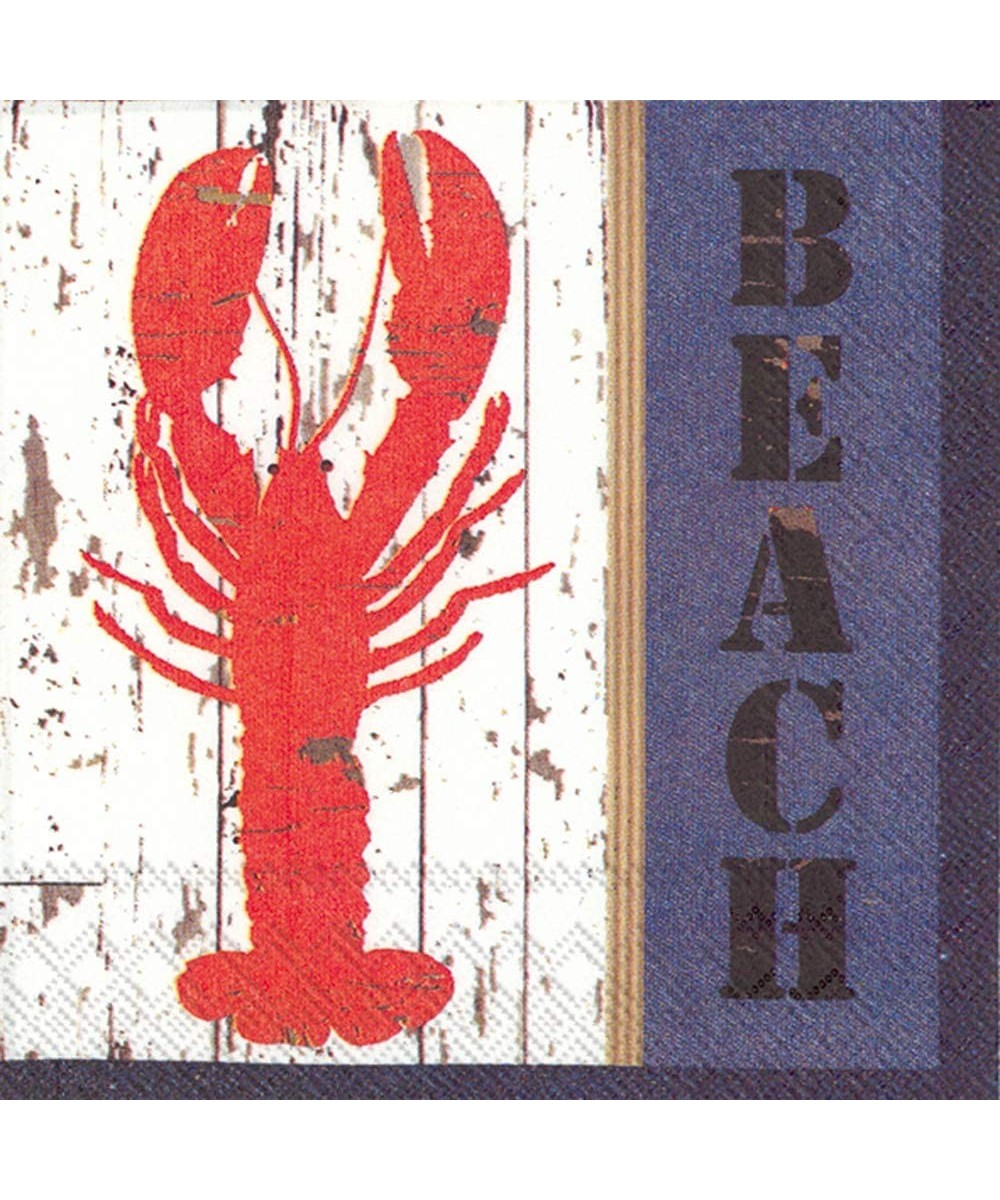 Cocktail Beverage Paper Napkins- 5 x 5-Inches- Seashore Lobster - Seashore Lobster - CW18S06W6MC $4.04 Tableware