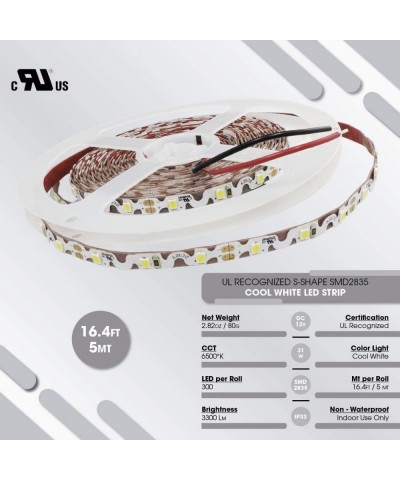 12V 16.4ft 2835 SMD Zig-Zag Flexible LED Strip Lights Dimmable 6.2W/m 300 LEDs 60 LEDs/m IP33 Non-Waterproof - C417YXHUH64 $1...