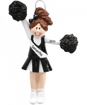 Personalized Pom Pom Girl Christmas Tree Ornament 2020 - Brunette Dancer Liberty Pose Spread Eagle Cheer Competition Team Hig...
