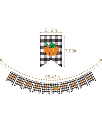 Happy Fall Banner Buffalo Check Plaid Pumpkin Felt Thanksgiving Farmhouse Mantle Fireplace Garland Decoration - CZ19H25L8EQ $...