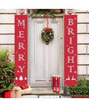 Merry Christmas Banners - Christmas Decorations Outdoor Indoor - Merry Bright Porch Sign - Red Xmas Decor Banners for Home Wa...