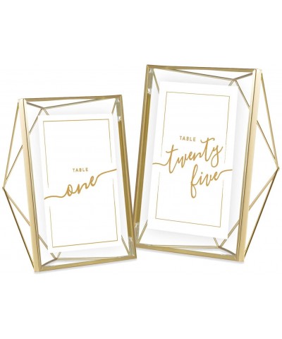 Gold Wedding Table Numbers 1-25 Double-Sided (25- 5x7 Vertical) - C118CZ4IKHO $9.68 Place Cards & Place Card Holders