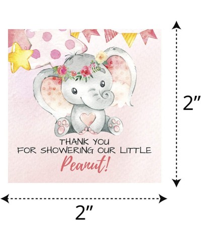 50-2 Inch Thank You Baby Shower or Gender Reveal Elephant Stickers Pink & Gray Perfect for Thank You Card Envelopes- Party Fa...