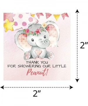 50-2 Inch Thank You Baby Shower or Gender Reveal Elephant Stickers Pink & Gray Perfect for Thank You Card Envelopes- Party Fa...