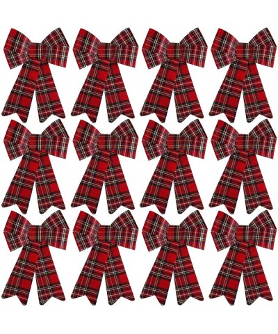 12 Pack Black with Red Buffalo Plaid Bows Christmas Wreaths Bows Velvet Christmas Bows for Christmas Indoor and Outdoor Decor...