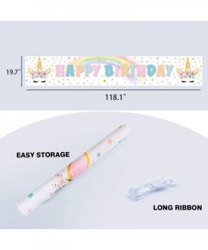 Rainbow Unicorn Birthday Party Supplies - 19" x 118" Large Happy Birthday Banner for Girls Unicorn Theme Party Decorations Bi...