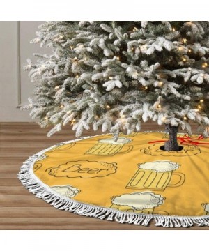 Beer Pattern Cartoon Style Fringed Christmas Tree Skirt Classic Holiday Decorations 30 36 48 Inc-Small Christmas Tree Skirt B...