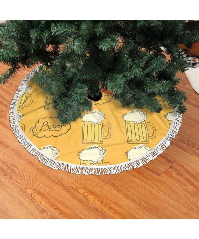 Beer Pattern Cartoon Style Fringed Christmas Tree Skirt Classic Holiday Decorations 30 36 48 Inc-Small Christmas Tree Skirt B...