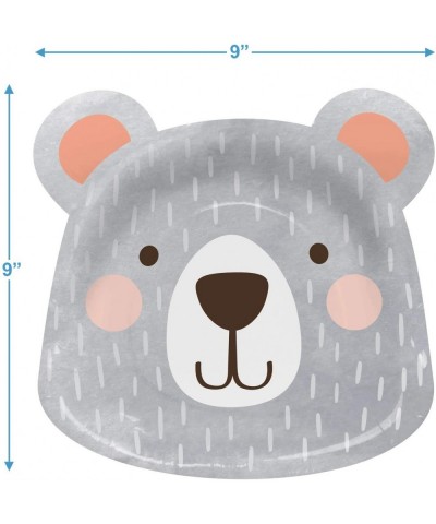 Birthday Bear Party Supplies - Gray Bear-Shaped Paper Dinner Plates and Blue Mountains Beverage Napkins for Boys 1st Birthday...