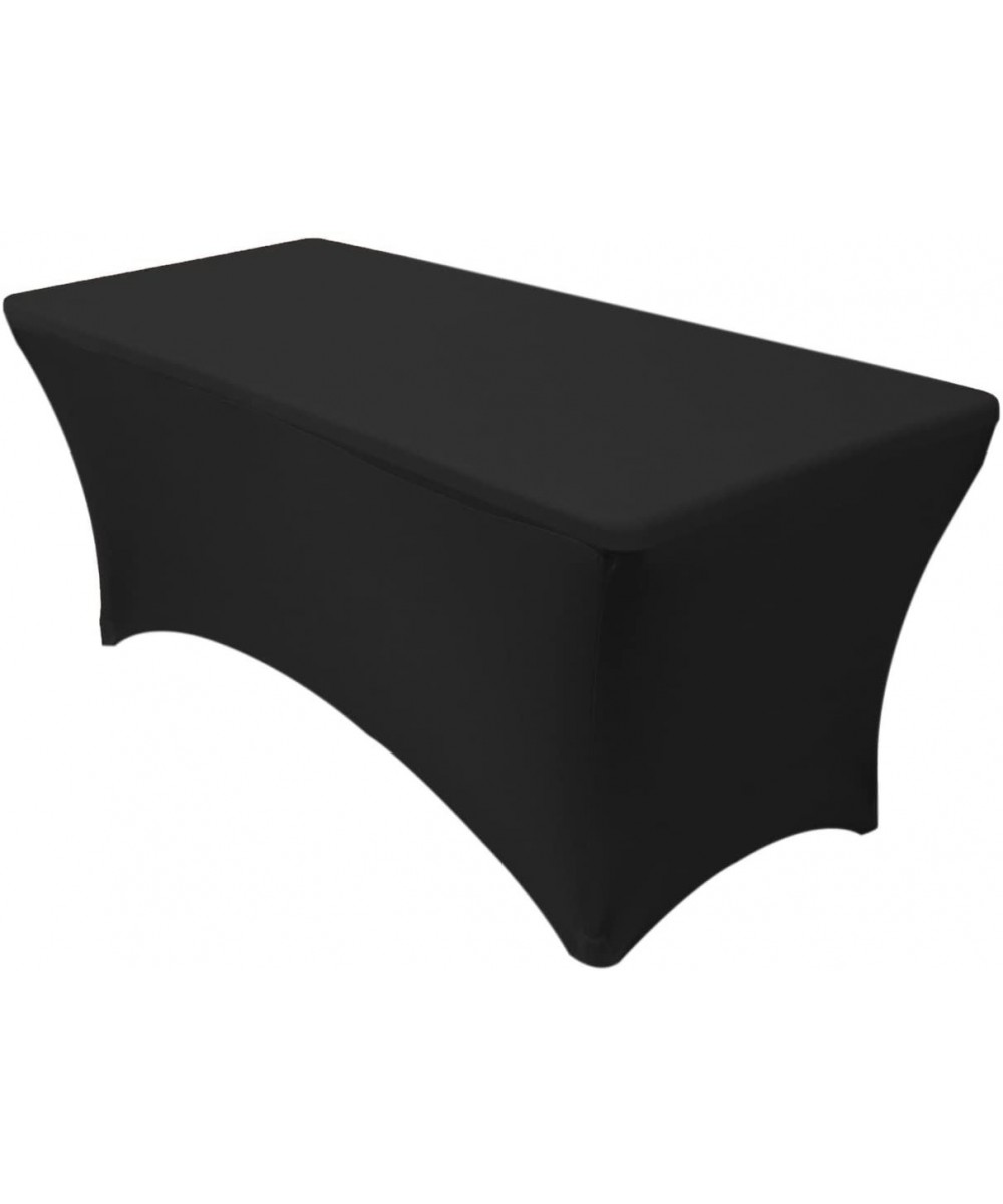 6 ft Rectangular Fitted Spandex Tablecloths Patio Table Cover Stretchable Tablecloth - Black - Black - CU18O08K7WE $9.55 Tabl...