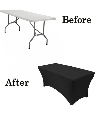 6 ft Rectangular Fitted Spandex Tablecloths Patio Table Cover Stretchable Tablecloth - Black - Black - CU18O08K7WE $9.55 Tabl...