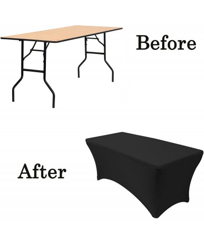 6 ft Rectangular Fitted Spandex Tablecloths Patio Table Cover Stretchable Tablecloth - Black - Black - CU18O08K7WE $9.55 Tabl...