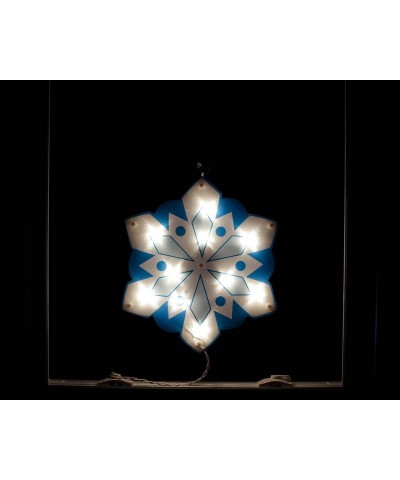 14" Lighted White and Blue Holographic Snowflake Christmas Window Silhouette Decoration - CK11FOUEP9P $10.99 Indoor String Li...