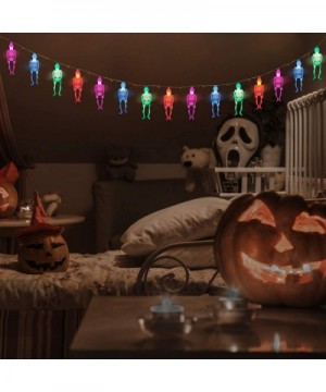 Halloween Skeleton Skull String Lights Battery Operated- Spooky Halloween Decoration Waterproof 15LED String Lights with 8-Li...
