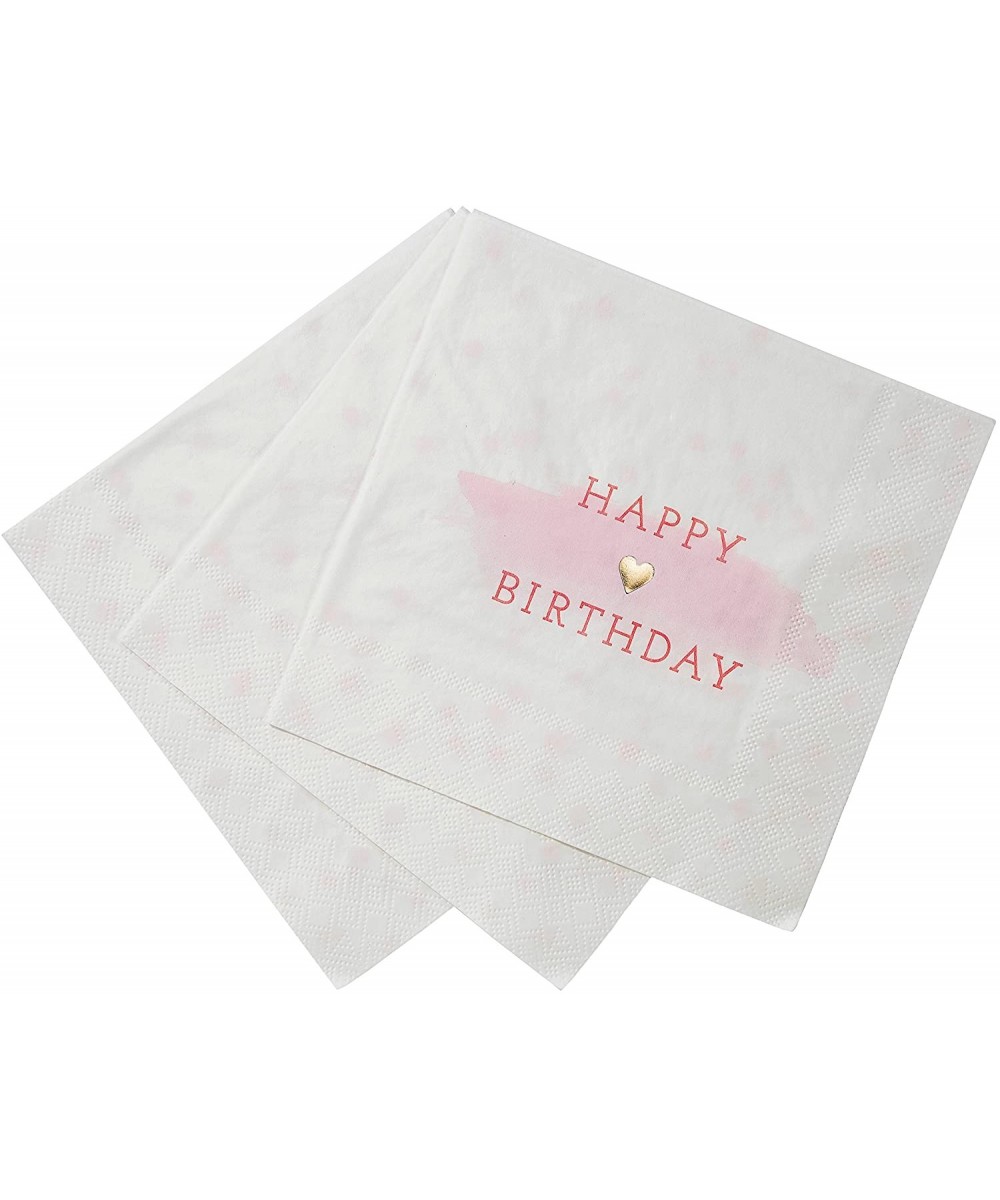 Pink And Gold Party Supplies - Pink Happy Birthday Napkins - Great For Baby Shower- Girls Party- 1st Birthday And Birthday Ce...