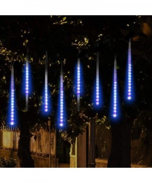 Falling Rain Lights Blue- UL Certified Meteor Shower Lights with 30cm 8 Tubes 144 LEDs Rain Drop Lights- Snow Falling Lights ...