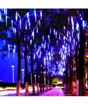 Falling Rain Lights Blue- UL Certified Meteor Shower Lights with 30cm 8 Tubes 144 LEDs Rain Drop Lights- Snow Falling Lights ...