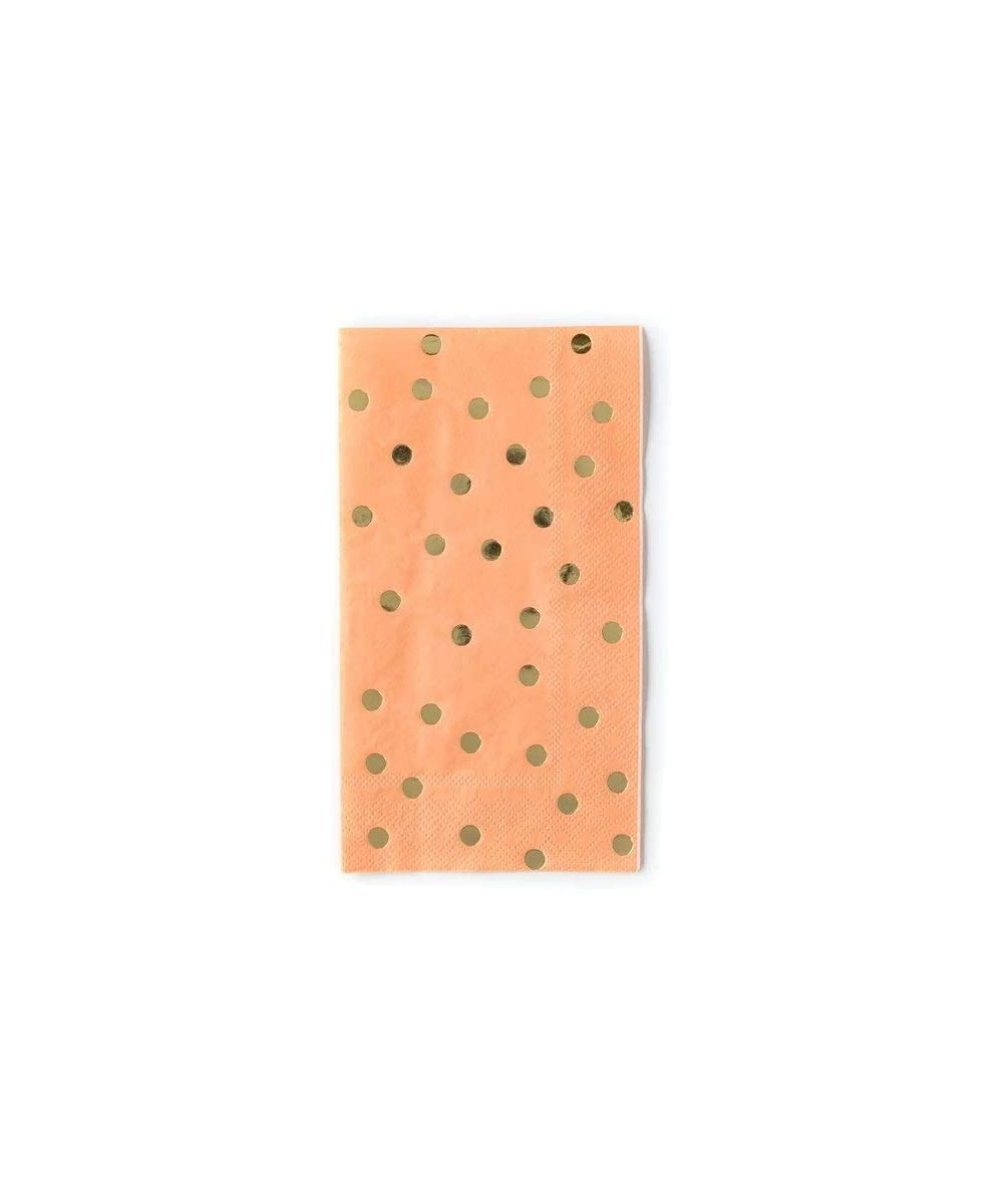 Gold Accent Polka Dot Disposable Guest Towels - 8" x 4.5" - 50 Count (Coral) - Coral - C819GULWLN8 $15.71 Tableware