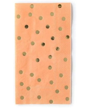 Gold Accent Polka Dot Disposable Guest Towels - 8" x 4.5" - 50 Count (Coral) - Coral - C819GULWLN8 $15.71 Tableware