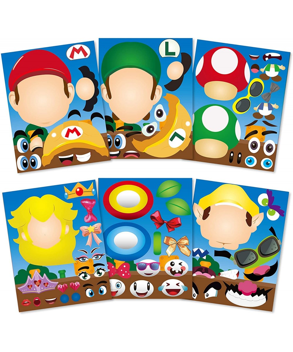 36PCS Make a Face Stickers Mario Brothers Party Supplies Face Sticker Party Favors Mixed and Matched with 6 Designs Fantasy C...