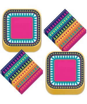 Fiesta Party Supplies for Cinco De Mayo and Summer Parties (Blue Fiesta Paper Dessert Plates and Beverage Napkins) - Blue Fie...