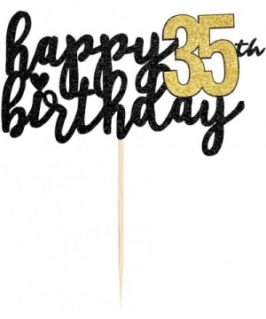 Happy Birthday Cake Topper Black Font Golden Numbers 35th Birthday Happy Cake Topper digital 35 Paper cup Cake topper Birthda...