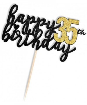 Happy Birthday Cake Topper Black Font Golden Numbers 35th Birthday Happy Cake Topper digital 35 Paper cup Cake topper Birthda...