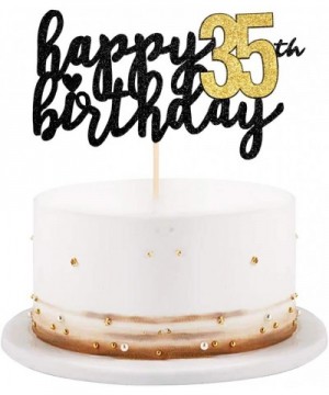 Happy Birthday Cake Topper Black Font Golden Numbers 35th Birthday Happy Cake Topper digital 35 Paper cup Cake topper Birthda...