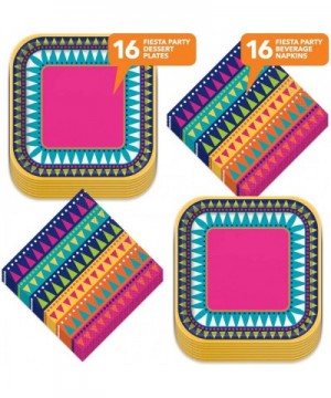 Fiesta Party Supplies for Cinco De Mayo and Summer Parties (Blue Fiesta Paper Dessert Plates and Beverage Napkins) - Blue Fie...
