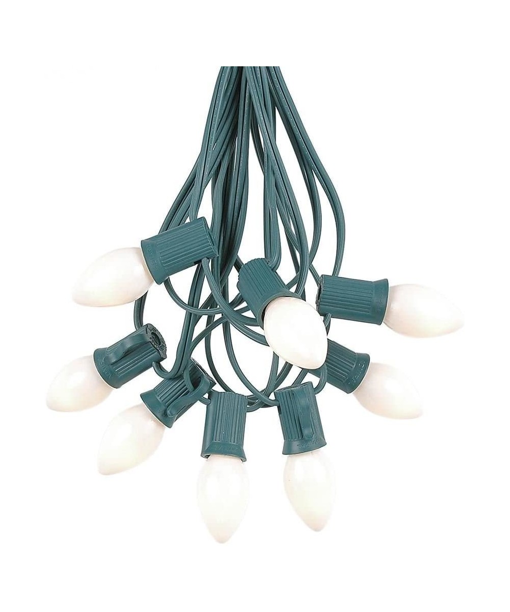 C7 White Ceramic Christmas Lights Set - Indoor/Outdoor Christmas Light String - Christmas Tree Lights - Opaque Christmas Bulb...