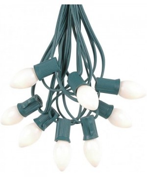 C7 White Ceramic Christmas Lights Set - Indoor/Outdoor Christmas Light String - Christmas Tree Lights - Opaque Christmas Bulb...