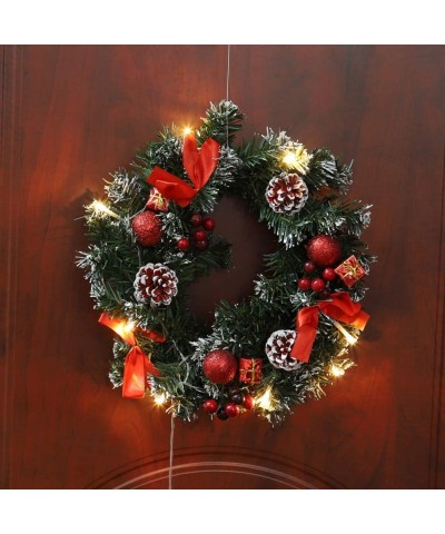 Christmas Wreaths Garlands Swags for Front Door Hanger Outdoor with Battery Powered LED Light String Hanging Garland Holiday ...