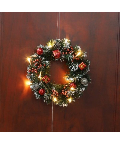 Christmas Wreaths Garlands Swags for Front Door Hanger Outdoor with Battery Powered LED Light String Hanging Garland Holiday ...