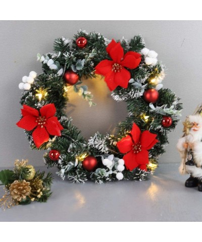 Christmas Wreaths Garlands Swags for Front Door Hanger Outdoor with Battery Powered LED Light String Hanging Garland Holiday ...