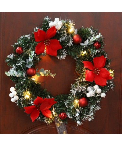 Christmas Wreaths Garlands Swags for Front Door Hanger Outdoor with Battery Powered LED Light String Hanging Garland Holiday ...