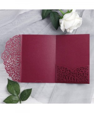 20 Pcs 5.12 x 7.21 inch Tri-fold Laser Cut Wedding Invitation Pocket for Wedding Quinceanera Bridal Shower Baby Shower Party ...