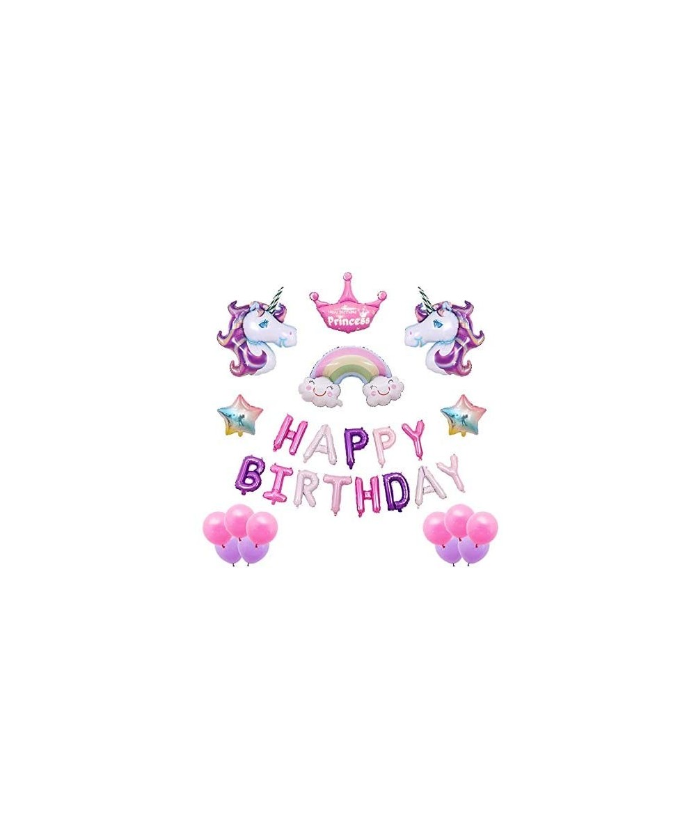 Unicorn Happy Birthday Party Balloons Supplies-Unicorn Theme Party Decorations-Set of 29 Included Happy Birthday Balloons Ban...