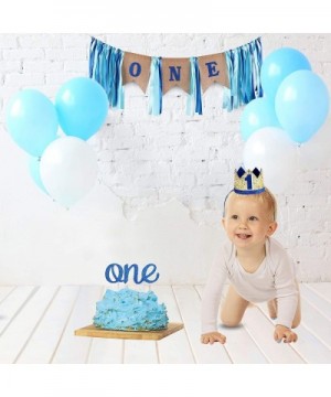 Baby 1st Birthday Boy Decorations WITH Crown - Baby Boy First Birthday Decorations High Chair Banner - Cake Smash Party Suppl...