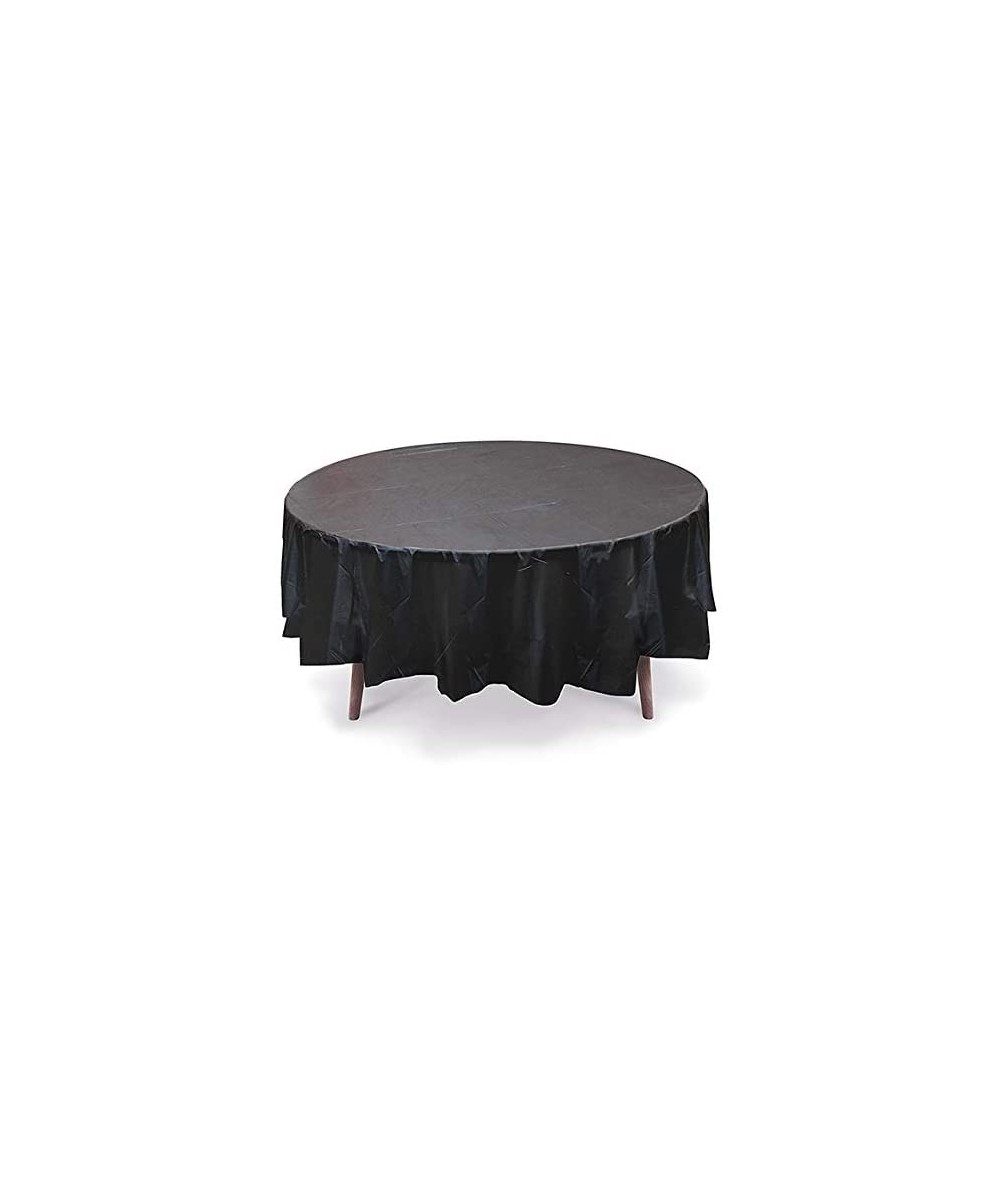 GiftExpressions 12-Pack Party Disposal Premium Plastic Tablecloth 84 Inch. Round Table Cover (Black- 12 Pack Round 84 Inch.) ...
