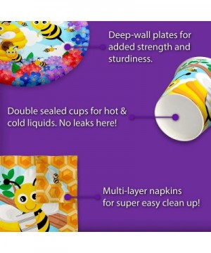 Bumble Bee Birthday Party Supplies Set Plates Napkins Cups Tableware Kit for 16 - CE18COE9TYL $6.46 Party Packs