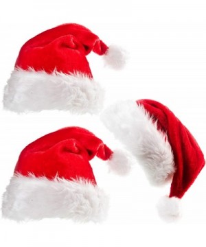 3 Pack Plush Christmas Hat Santa Hat for Adults Red Velvet Comfort Liner Christmas Costume (Red) - CK1880D3LSW $7.48 Hats
