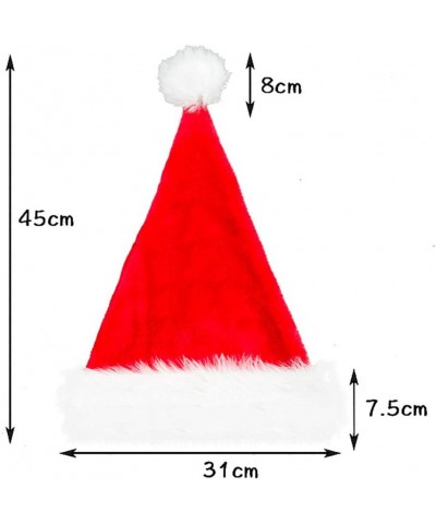 3 Pack Plush Christmas Hat Santa Hat for Adults Red Velvet Comfort Liner Christmas Costume (Red) - CK1880D3LSW $7.48 Hats