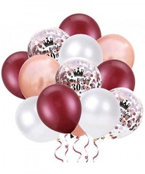 30th Birthday Decorations for Women Girls- Happy Birthday Balloons Star Banner Number 30 Birthday Balloons Wine Red Star Foil...