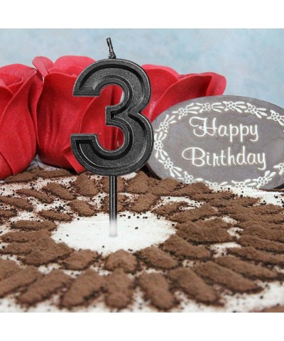 Black Glitter Happy Birthday Cake Candles Number Candles Number 3 Birthday Candle Cake Topper Decoration for Party Kids Adult...