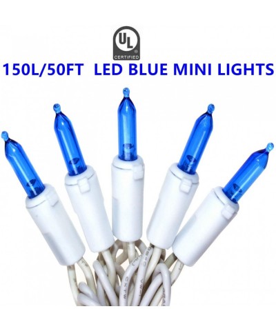 150 LED Blue Christmas Lights- White Cord Lights String 50 Ft- UL Certified Commercial Grade New Durable Mini Lights Set- for...