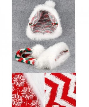 3 Pcs-Christmas Party Santa Claus Hat-Knitted Wool Triangle Dress Up-Red White Green Striped Snowflake Pompom-12.6×17.7 inch ...