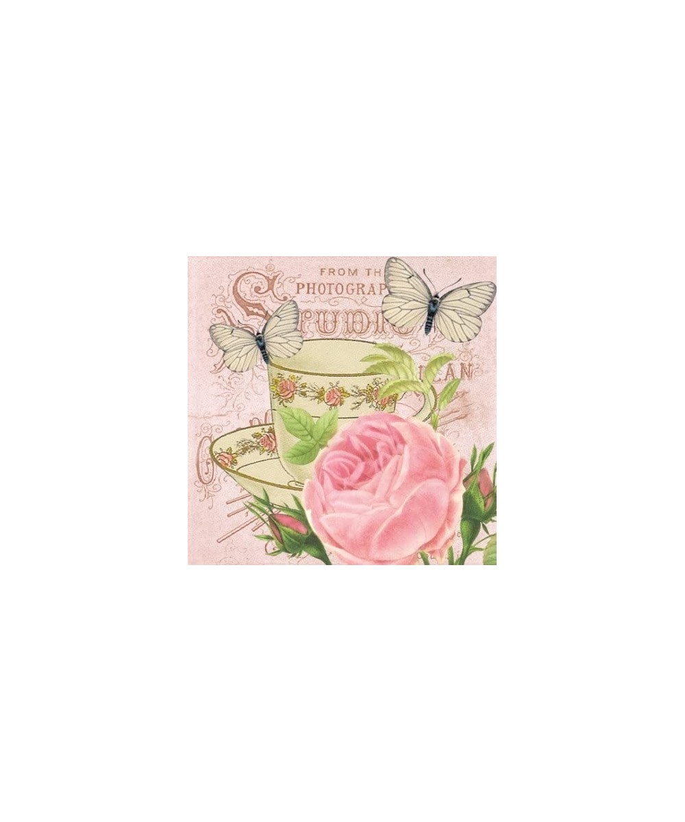 Matinee Paper Luncheon Napkins 40pcs Tea Party- Tea Cup with Rose and Butterflies Decoupage - CW12DOYOFJ7 $13.00 Tableware