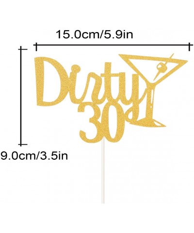 Dirty 30 Cake Topper and Champagne Glass - Cheer to 30 Years Cake Topper -Gold Glitter Hello 30-30th Birthday/Wedding Anniver...