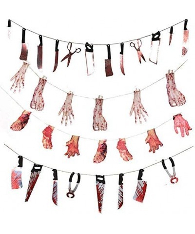 4 Pack Bloody Weapons Garland Banner- Halloween Zombie Vampire Party Decorations Supplies - CW19EE3LOAK $11.20 Banners